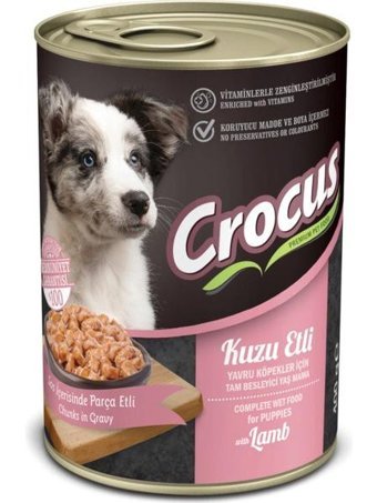 Crocus Kuzu Etli Parça Etli-Soslu Yavru Köpek Maması 12 x 400 gr 12'li