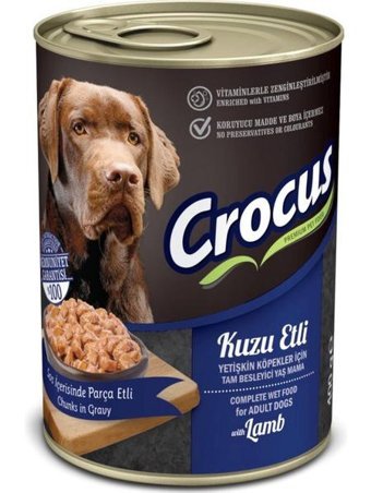 Crocus Kuzu Etli Parça Etli-Soslu Yetişkin Köpek Maması 12 x 400 gr 12'li