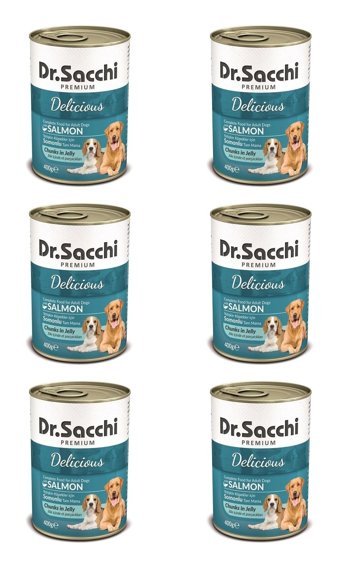 Dr.sacchi Premium Delicious Somonlu Jöleli-Parça Etli Yetişkin Köpek Maması 6 x 400 gr 6'lı