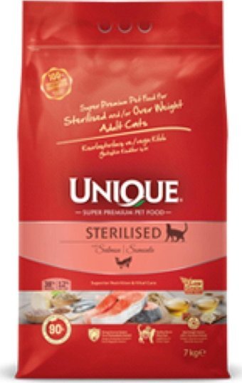 Unique Sterilised Somonlu Kısırlaştırılmış Düşük Tahıllı Yetişkin Kedi Maması 7 kg