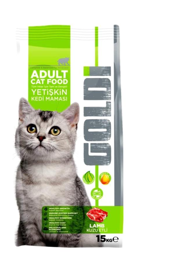 Goldi Kuzu Etli Tahıllı Yetişkin Kedi Maması 15 kg