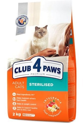 Club4paws Premium Tavuklu Kısırlaştırılmış Tahıllı Yetişkin Kedi Maması 2 kg