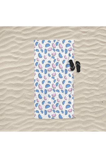Safe Home Pink Blue Polyester Plaj Havlusu Çok Renkli