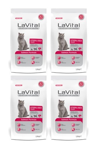 La Vital Premium Somonlu Kısırlaştırılmış Tahıllı Yetişkin Kedi Maması 4x1.5 kg