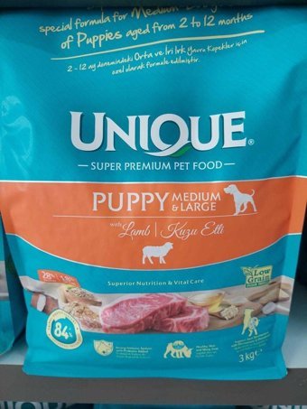 Unique Puppy Kuzu Etli Yetişkin Köpek Maması 3 kg