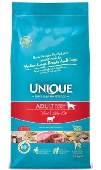 Unique Adult Kuzu Etli Orta Irk Yetişkin Köpek Maması 15 kg