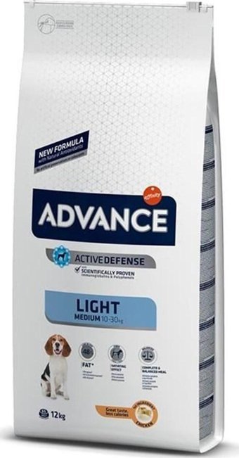 Advance Light Tavuk-Pirinç Orta Irk Yetişkin Köpek Maması 12 kg