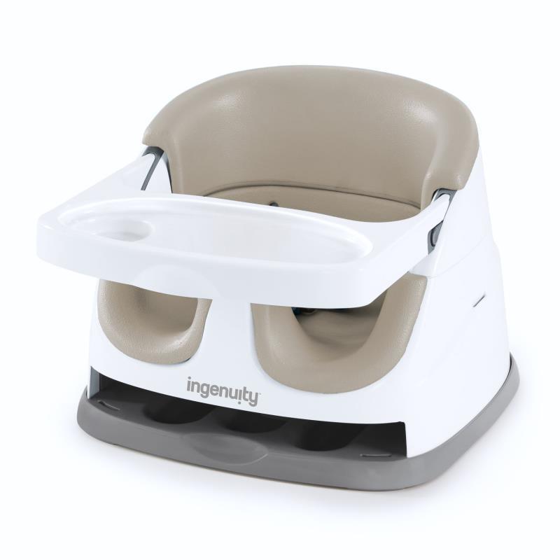 Ingenuity Baby Base Plastik 3 Noktalı 15 kg Kapasiteli Sandalye Üstü Tepsili Oturaklı Portatif Mama Sandalyesi Krem