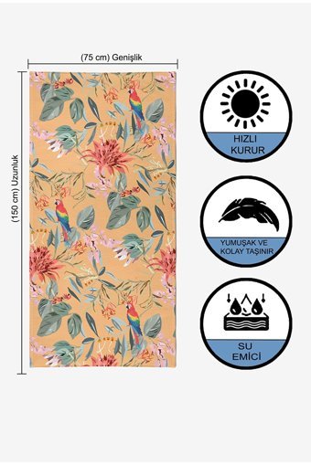 Vevienhome Summer Parrot Pamuklu Plaj Havlusu Çok Renkli