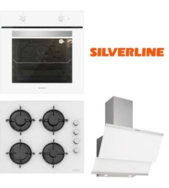 Silverline BO6501W01 - CS5349W01 - 3420 CLASSY Doğalgazlı Cam Klasik Set Üstü Davlumbaz 3'lü Ankastre Set Beyaz