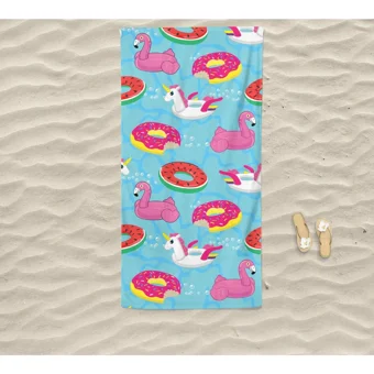 Marte Home Flamingo Unicorn Pamuklu Plaj Havlusu Çok Renkli