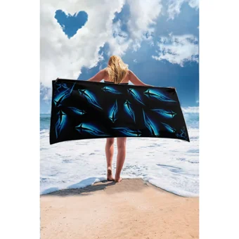 Giant Stride Shark Blue Towel Plaj Havlusu Çok Renkli