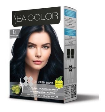Sea Color 1.1 Mavi Siyah Vegan Krem Saç Boyası 50 ml