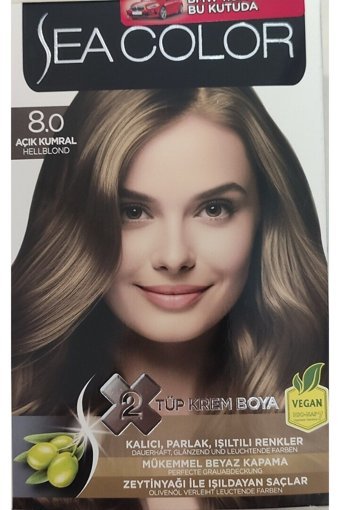 Sea Color Zeytinyağı Formülü 8.0 Açık Kumral Krem Saç Boyası 50 ml