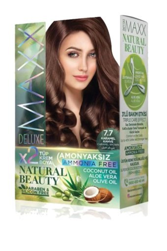 Maxx Deluxe Natural Beauty 7.7 Karamel Kahve Amonyaksız Krem Saç Boyası 60 Ml