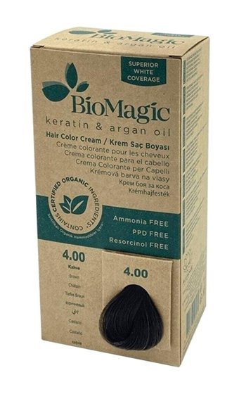 BioMagic Doğal 4.00 Kahve Organik Amonyaksız Krem Saç Boyası 60 Ml