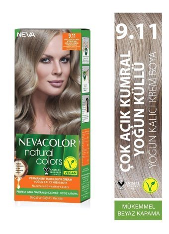 Nevacolor Natural Colors 9.11 Çok Açık Kumral Yoğun Küllü Krem Saç Boyası 50 Ml