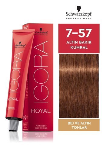 Schwarzkopf Igora Royal 7-57 Altın Bakır Kumral Krem Saç Boyası 60 ml