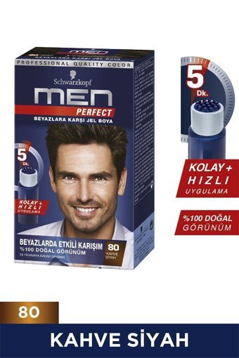 Schwarzkopf Men Perfect 80 Kahve Siyah Jel Erkek Saç Boyası 40 ml