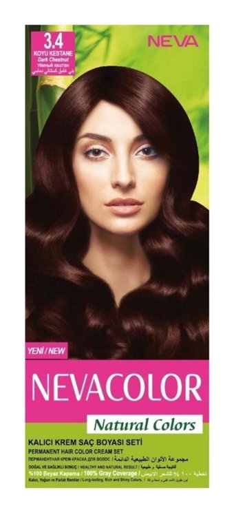 Nevacolor Natural Colors 3.4 Koyu Kestane Krem Saç Boyası 50 Ml