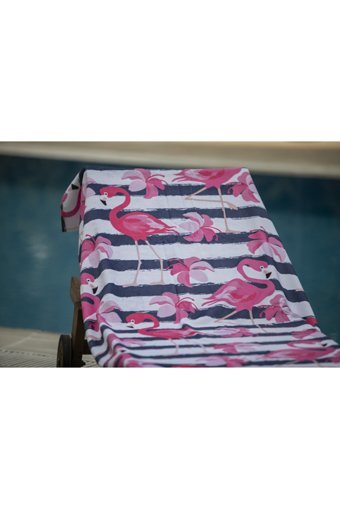 Yorkadesıgn Flamingo Pamuklu Plaj Havlusu Pembe