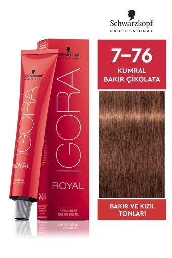 Schwarzkopf Igora Royal 7.76 Bakır Çikolata Kumral Krem Saç Boyası 60 ml