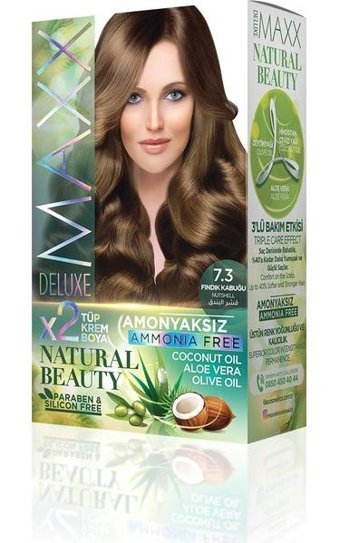 Maxx Deluxe Natural Beauty 7.3 Fındık Kabuğu Amonyaksız Krem Saç Boyası 60 Ml
