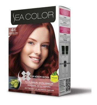 Sea Color 4.6 Kestane Kızılı Vegan Krem Saç Boyası 50 ml
