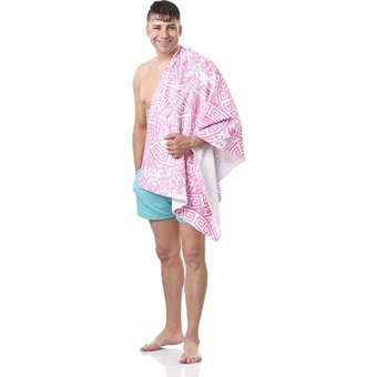 Airycot Tiger Pamuklu Plaj Havlusu Pembe