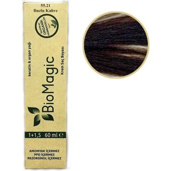 BioMagic Keratin & Argan Yağı 55.21 Buzlu Kahve Organik Amonyaksız Krem Saç Boyası 60 Ml