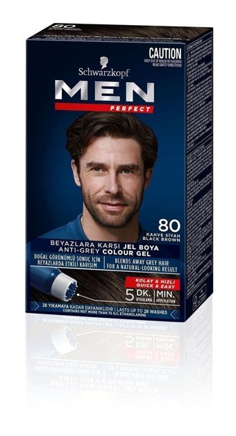 Schwarzkopf Men Perfect 80 Kahve Siyah Amonyaksız Jel Erkek Saç Boyası 40 ml