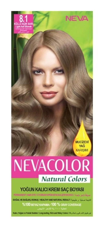 Nevacolor Natural Colors 8.1 Küllü Açık Sarı Krem Saç Boyası 50 Ml