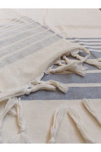Cottontherapy Ada Pamuklu Plaj Havlusu Bej Gri
