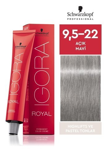 Schwarzkopf Igora Royal Pastesl Tonlar 9.5.22 Açık Mavi Krem Saç Boyası 60 ml