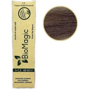 BioMagic Keratin & Argan Yağı 45603 Yoğun Küllü Kumral Organik Amonyaksız Krem Saç Boyası 60 Ml