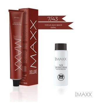 Maxx Deluxe Oksidan 7.43 Yoğun Açık Bakır Krem Saç Boyası 100 Ml