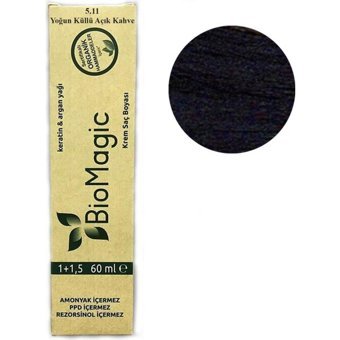 BioMagic Keratin & Argan Yağı 5.11 Yoğun Küllü Açık Kahve Organik Amonyaksız Krem Saç Boyası 60 Ml