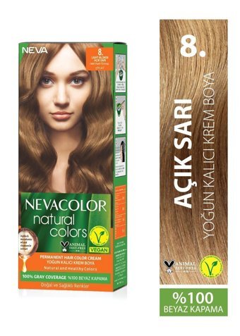 Nevacolor Natural Colors 8. Açık Sarı Krem Saç Boyası 50 Ml