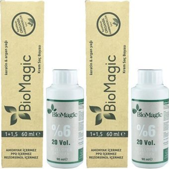 BioMagic Keratin & Argan Yağı 6.00) Koyu Kumral Organik Amonyaksız Krem Saç Boyası 60 Ml
