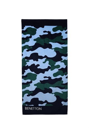 Benetton 6AR10800D Pamuklu Plaj Havlusu Beyaz Siyah