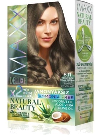 Maxx Deluxe Natural Beauty 8.11 Yoğun Açık Küllü Kumral Amonyaksız Krem Saç Boyası 60 Ml