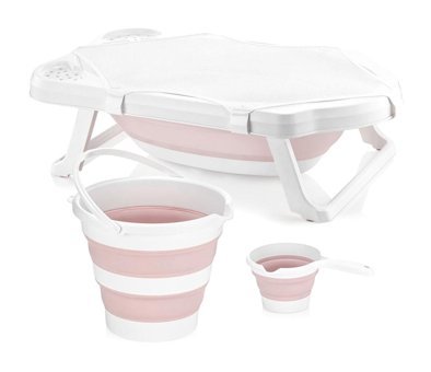 Zuu Baby Fileli Ayaklı Beyaz-Pembe Katlanır Bebek Küveti