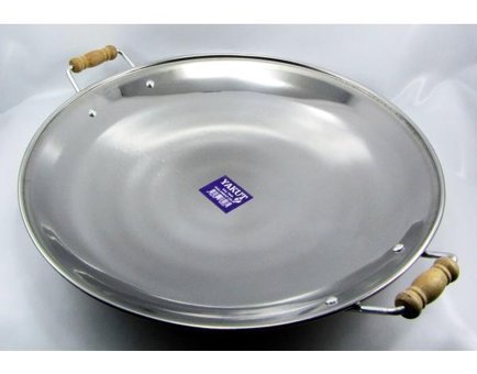 Yakut Ahşap Saplı Paslanmaz Çelik 49 cm Saç Tava Gri