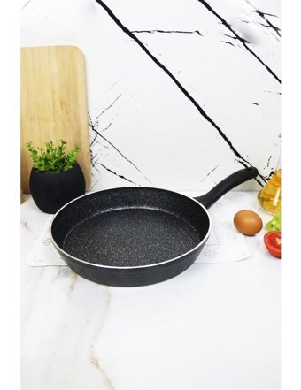 Eco Bio Plastik Saplı Granit 26 cm Düz Tava Gri