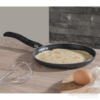 Evren P-380 Plastik Saplı Alüminyum 26 cm Krep Tava Siyah