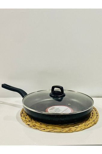 Cookcase Kapaklı Plastik Saplı 30 cm Düz Tava Siyah
