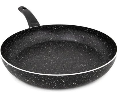 Feden Pazar Plastik Saplı Alüminyum 26 cm Düz Tava Siyah