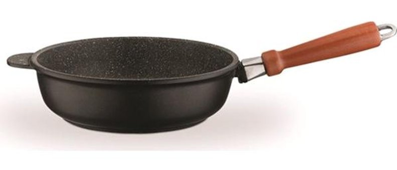 Leggno FSN2600TD24IND Ahşap Saplı Granit 24 cm Düz Tava Siyah
