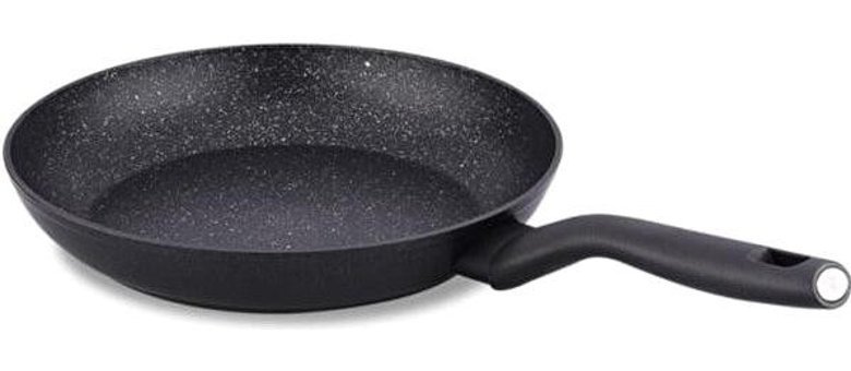 Korkmaz Nora A2947 Plastik Saplı Granit 24 cm Düz Tava Siyah