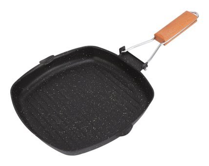 Fybida Ahşap Saplı Çelik 24x24 cm Grill Tava Siyah
